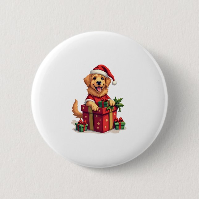 Golden Retriever Gift Wrap Button (Vorderseite)