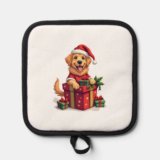 Golden Retriever Gift Wrap Topflappen (Vorderseite)