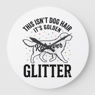Golden Retriever Glitter Vintage Hundehaar-Shirt_1 Große Wanduhr