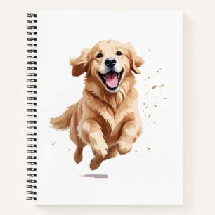 Golden Retriever glücklicher Spielspass Springen i Notizbuch
