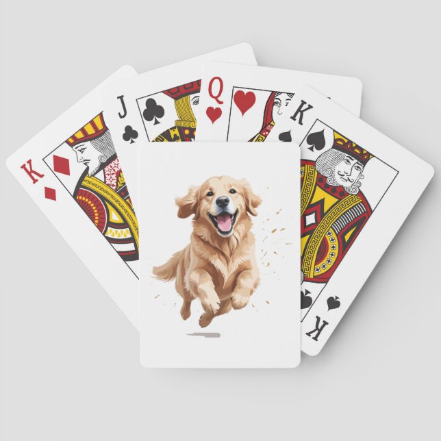 Golden Retriever glücklicher Spielspass Springen i Spielkarten (Rückseite)