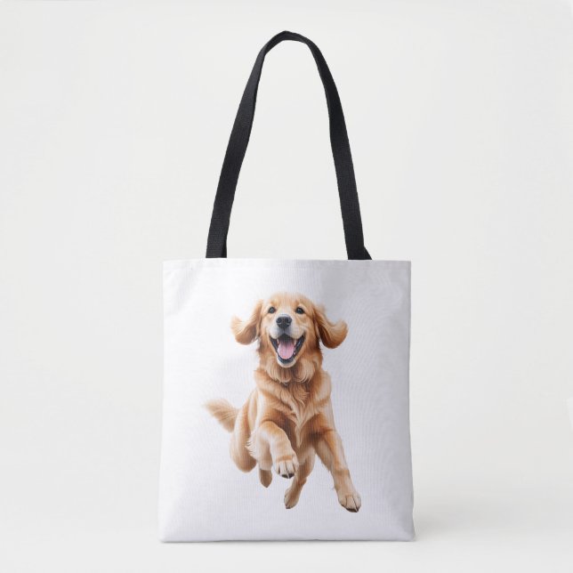 Golden Retriever glücklicher Spielspass Springen i Tasche (Vorderseite)