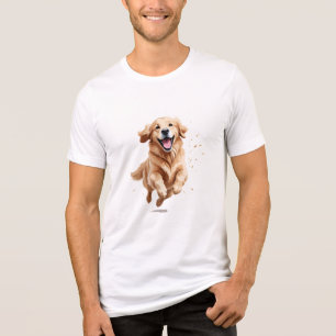 Golden Retriever glücklicher Spielspass Springen i Tri-Blend Shirt