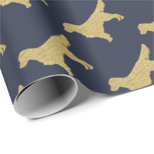 Golden Retriever Gold-Glitzer Geschenkpapier