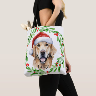 Golden Retriever Goldie Holiday Monogram Tasche