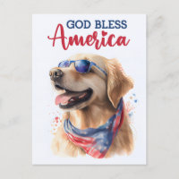 Golden Retriever, Gott segne Amerika Postkarte