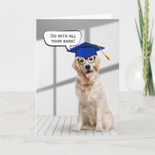 Golden Retriever Graduate mit Blue Cap Karte