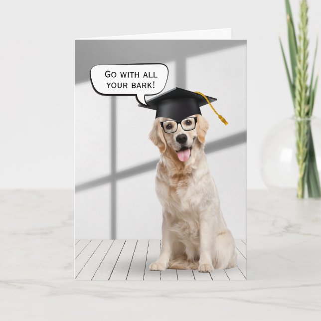 Golden Retriever Graduate mit schwarzer Spitze Karte (Vorderseite)