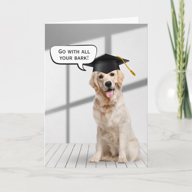 Golden Retriever Graduate on Wood Karte (Vorderseite)