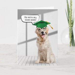 Golden Retriever Graduate with Green Cap Karte