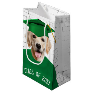 Golden Retriever Graduate with Green Cap Kleine Geschenktüte