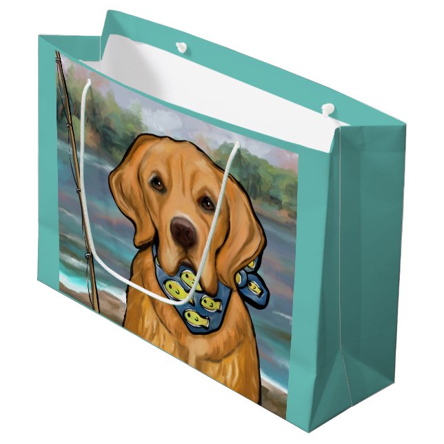 Golden Retriever Große Geschenktüte (Vorderseite Schrägansicht)