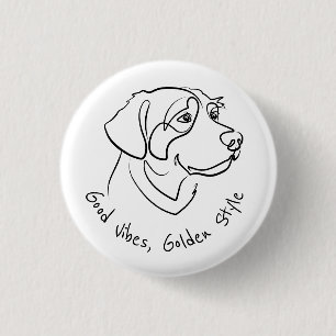 Golden Retriever - Gute Vibes, Goldener Stil Button