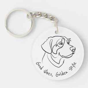 Golden Retriever - Gute Vibes, Goldener Stil Schlüsselanhänger