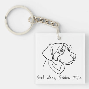 Golden Retriever - Gute Vibes, Goldener Stil Schlüsselanhänger