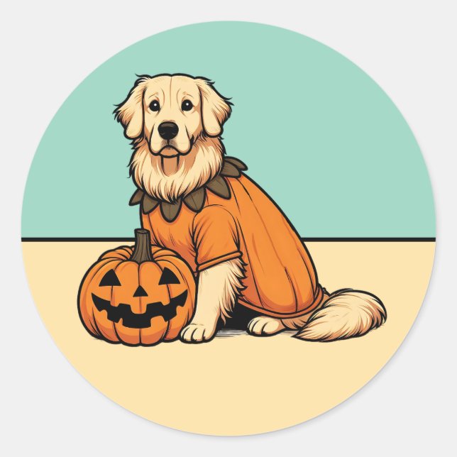 Golden Retriever habillé en Stickers Automne Citro (Devant)