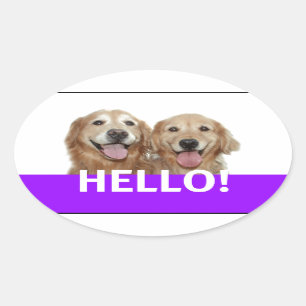 Golden retriever hallo ovaler aufkleber