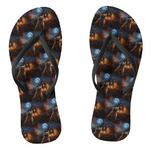 Golden Retriever Halloween Beängstigend Flip Flops