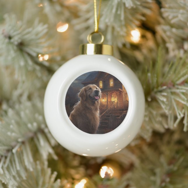 Golden Retriever Halloween Beängstigend Keramik Kugel-Ornament (Baum)