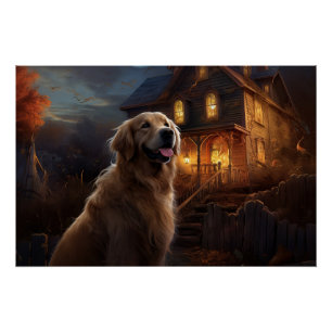 Golden Retriever Halloween Beängstigend Poster