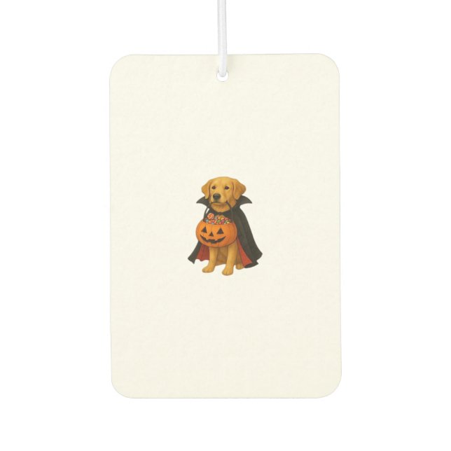 Golden Retriever Halloween Dog with Pumpkin Candy  Autolufterfrischer (Vorderseite)