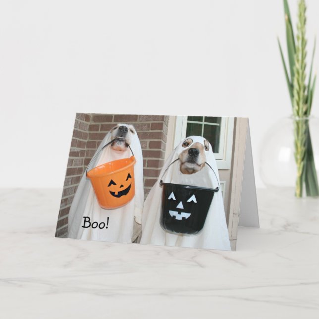 Golden Retriever Halloween Ghosts Karte (Vorderseite)