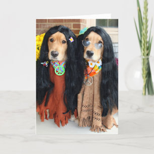 Golden Retriever Halloween Hippie Card Karte