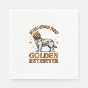 Golden Retriever Halloween-Kürbis-Hundekostüm-Shir Serviette