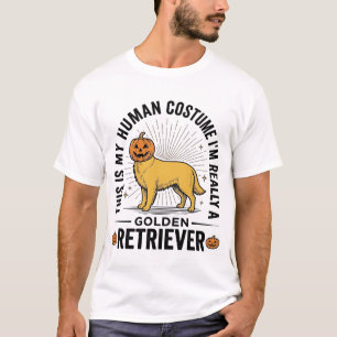 Golden Retriever Halloween-Kürbiskostüm-Design_ T-Shirt