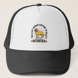 Golden Retriever Halloween-Kürbiskostüm-Design_ Truckerkappe