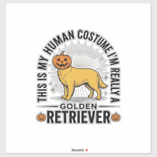 Golden Retriever Halloween-Kürbiskostümentwurf_ Aufkleber