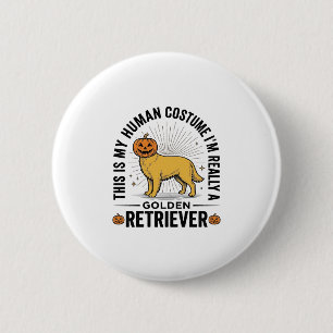 Golden Retriever Halloween-Kürbiskostümentwurf_ Button
