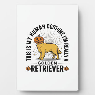 Golden Retriever Halloween-Kürbiskostümentwurf_ Fotoplatte