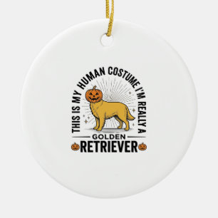 Golden Retriever Halloween-Kürbiskostümentwurf_ Keramik Ornament