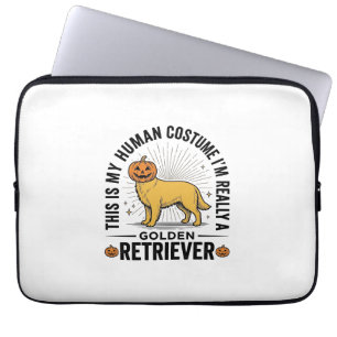 Golden Retriever Halloween-Kürbiskostümentwurf_ Laptopschutzhülle