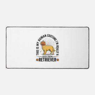 Golden Retriever Halloween-Kürbiskostümentwurf_ Schreibtischunterlage
