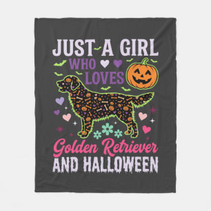 Golden Retriever Halloween-Mädchen-Kürbis-Hund-Des Fleecedecke