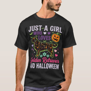 Golden Retriever Halloween-Mädchen-Kürbis-Hund-Des T-Shirt