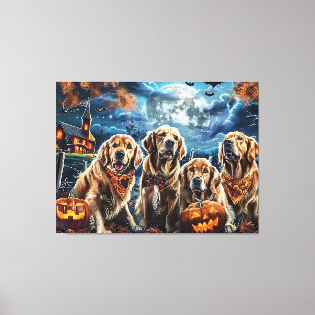 Golden Retriever Halloween Spooky Leinwanddruck (Vorderseite)