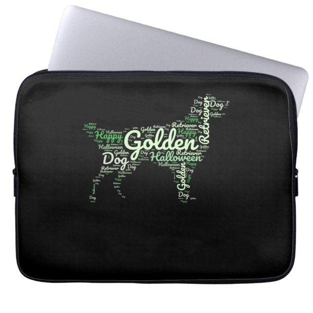 Golden Retriever Halloween Typography Laptopschutzhülle (Vorderseite)