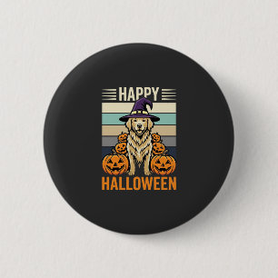 Golden Retriever Halloween Vintage-Kürbis-Design Button