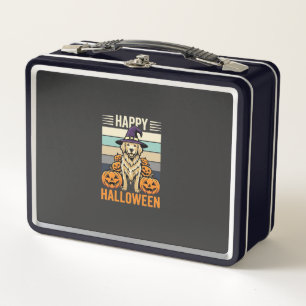 Golden Retriever Halloween Vintage-Kürbis-Design Metall Brotdose