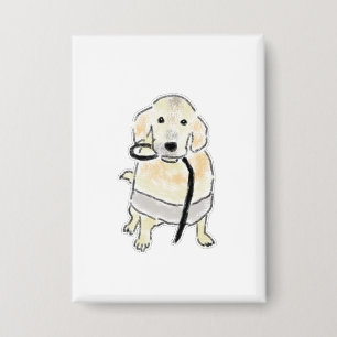 Golden Retriever hält eine schwarze Leine Button