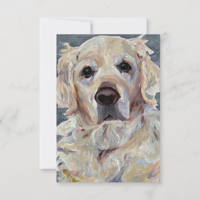 Golden Retriever handbemalt auf Leinwand Dankeskarte (Vorderseite)