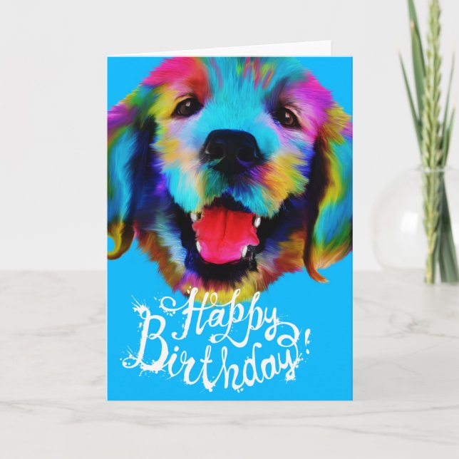 Golden Retriever Happy Birthday Karte (Vorderseite)