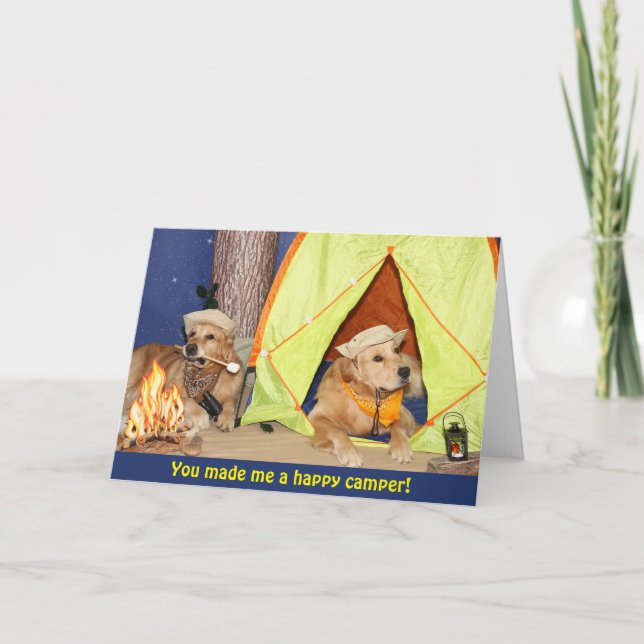 Golden Retriever Happy Camper Vielen Dank Dankeskarte (Vorderseite)