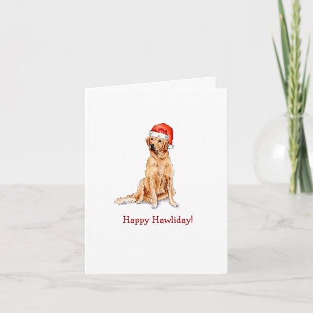 Golden Retriever Happy Holiday geklappt Dankeskarte (Vorderseite)