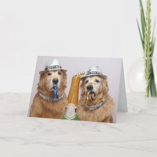 Golden Retriever Happy New Year Karte