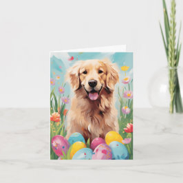 Golden Retriever Happy Oaster Karte