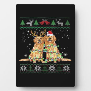 Golden Retriever Hässlicher Weihnachtshund Lustige Fotoplatte